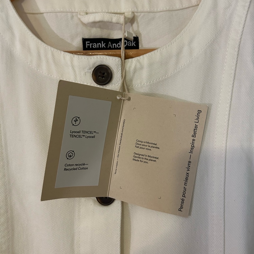 NWT- Frank & Oak - Relaxed Twill Vest in White - size small - Picture 4 of 4